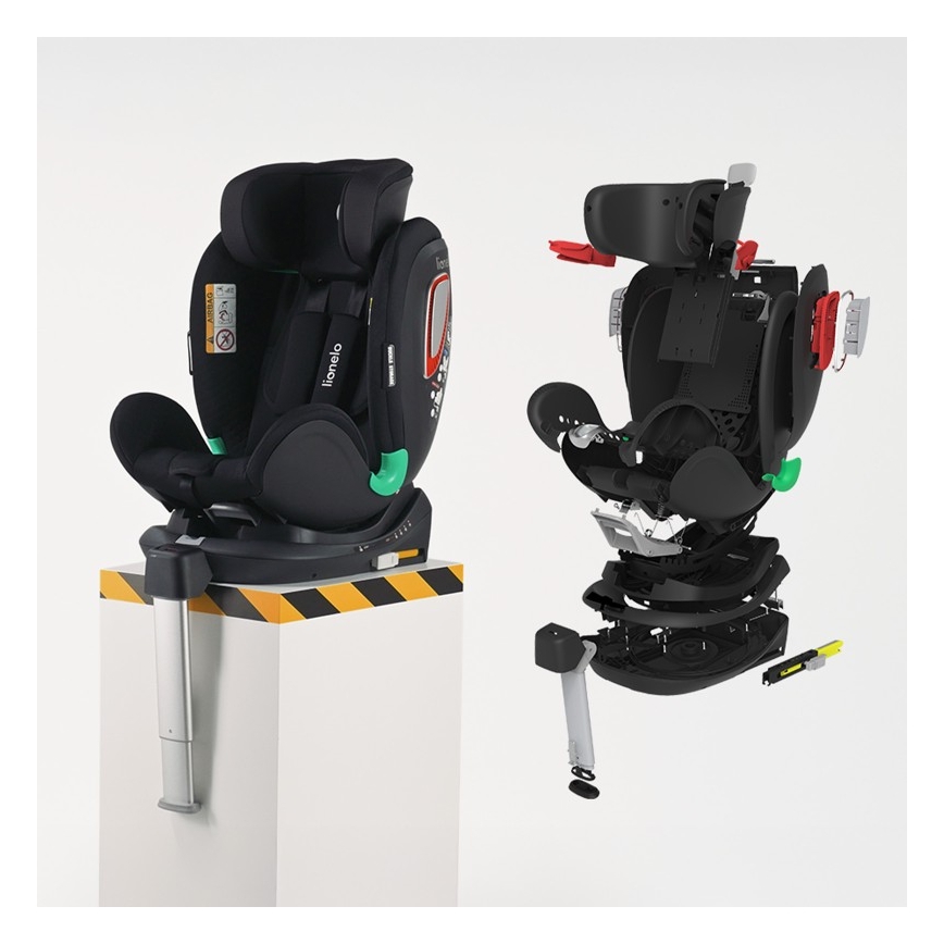Lionelo - pööratav lapse turvatool alusega ANTOON PLUS i-Size 40-105 cm Must Onüks
