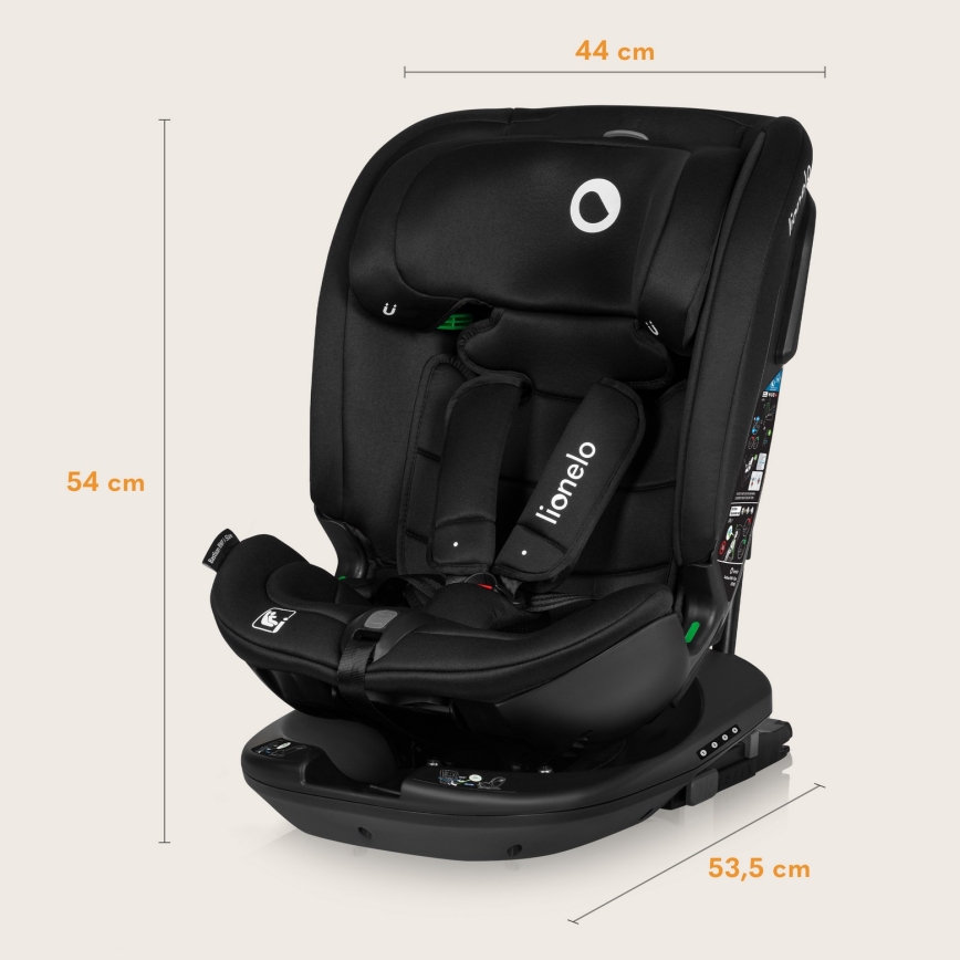 Lionelo - Pööratav turvatool alusega BASTIAAN i-Size 40-150 cm süsinikmust