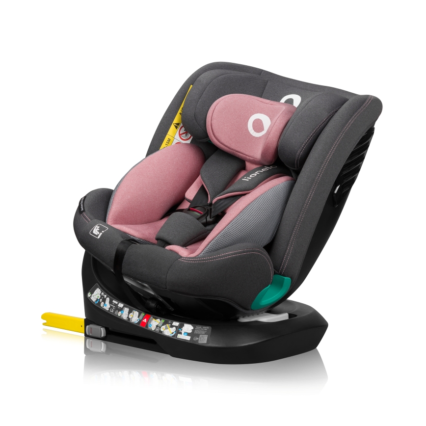 Lionelo - Pööratav turvatool alusega BASTIAAN ONE i-Size 40-150 cm roosa