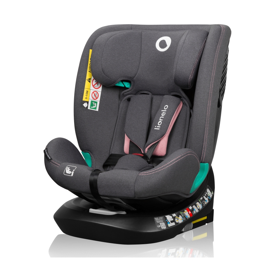 Lionelo - Pööratav turvatool alusega BASTIAAN ONE i-Size 40-150 cm roosa