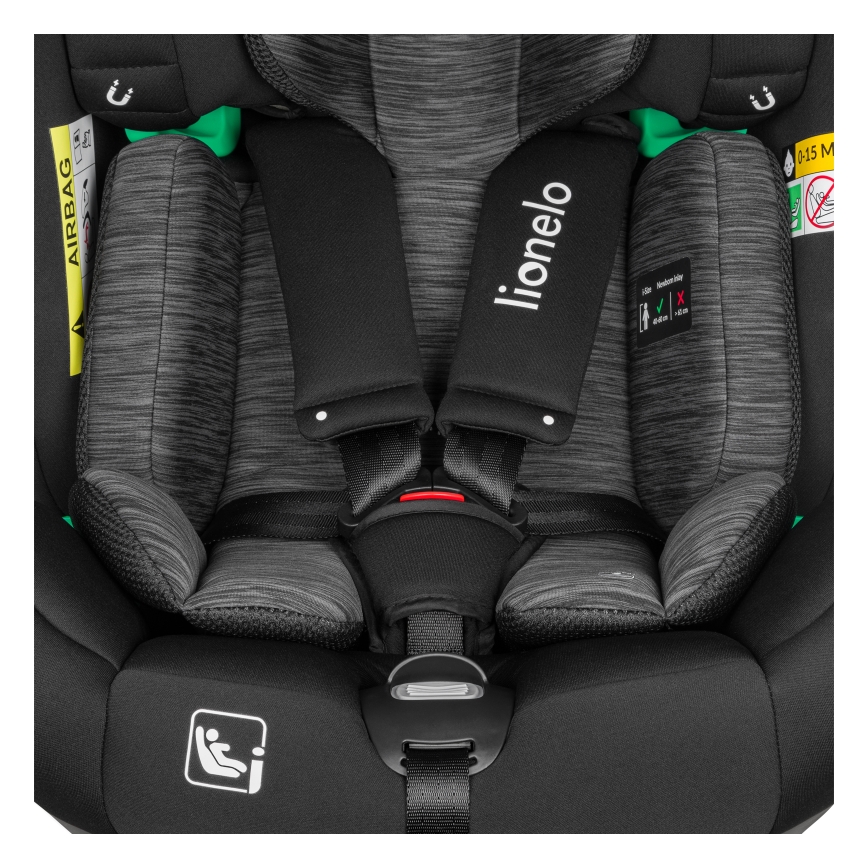 Lionelo - pööratav turvatool alusega BRAAM i-Size 40-150 cm Black Carbon