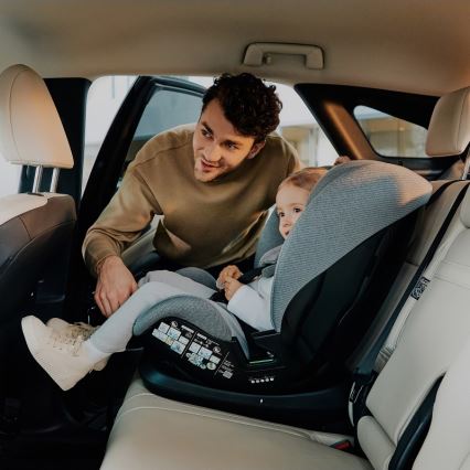 Lionelo - pööratav turvatool alusega LAVENDER i-Size 76-150 cm Grey Stone