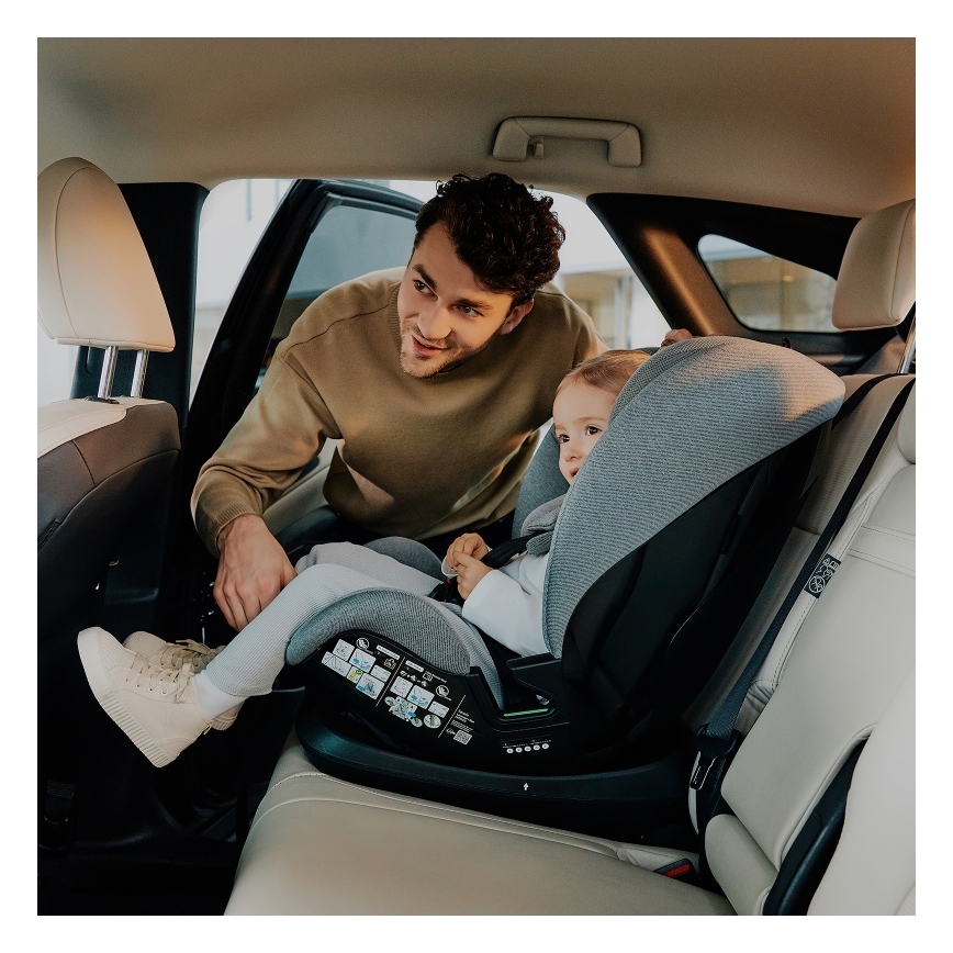 Lionelo - pööratav turvatool alusega LAVENDER i-Size 76-150 cm Grey Stone