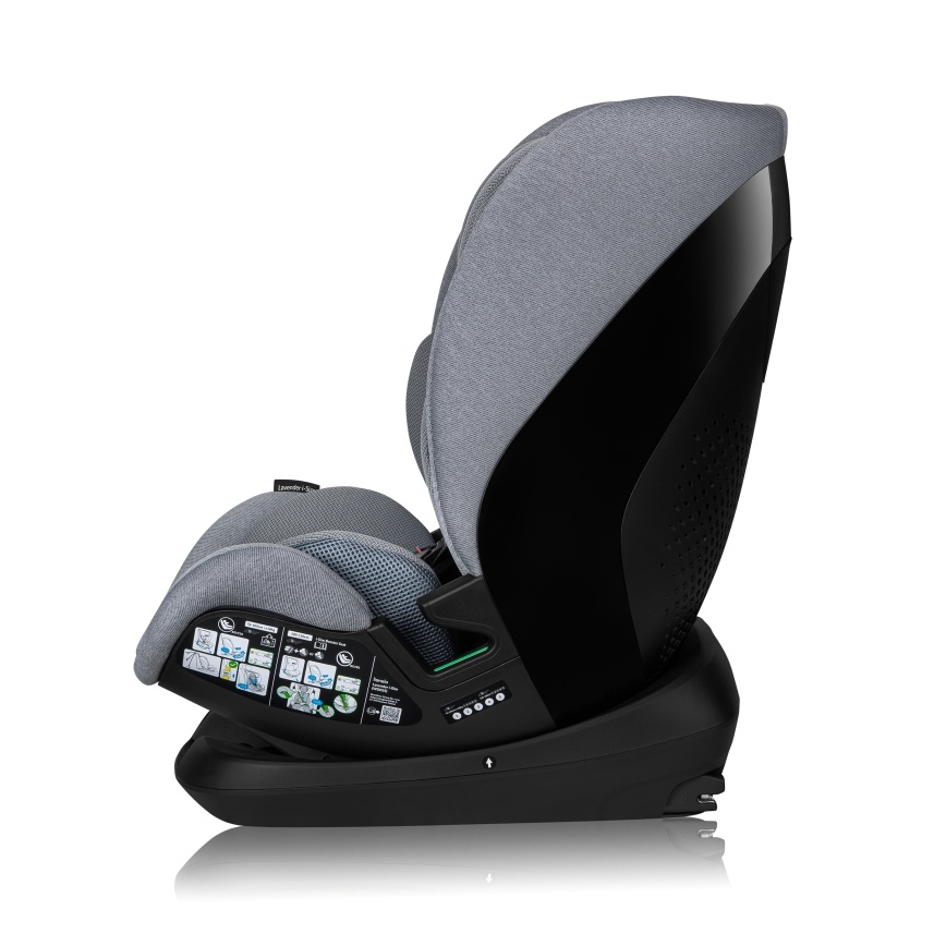 Lionelo - pööratav turvatool alusega LAVENDER i-Size 76-150 cm Grey Stone