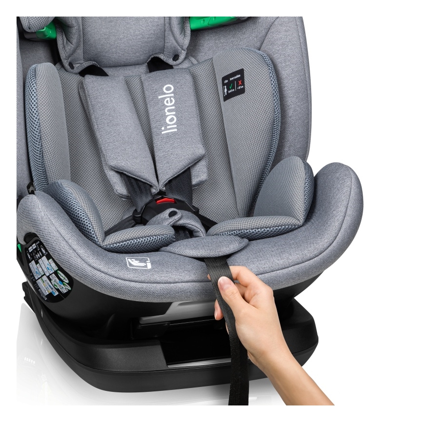 Lionelo - pööratav turvatool alusega LAVENDER i-Size 76-150 cm Grey Stone