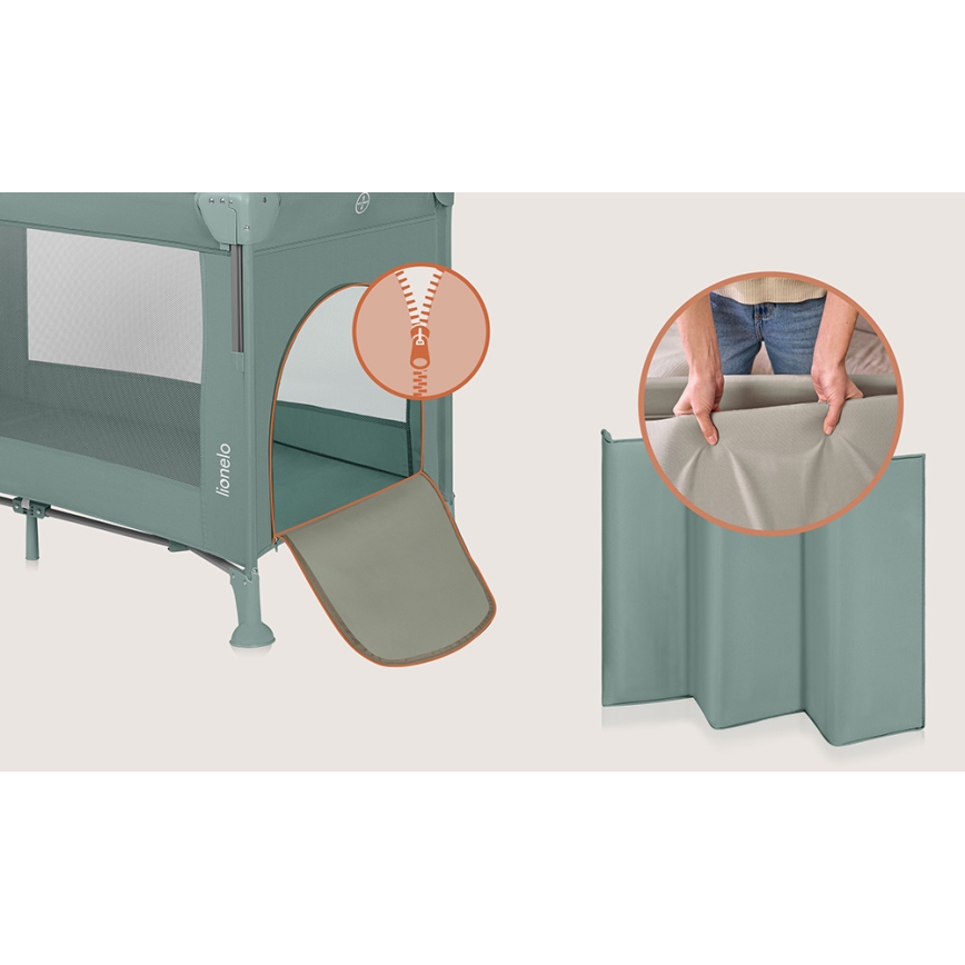 Lionelo - reisivoodi 3-ühes ELLEN, roheline salvei