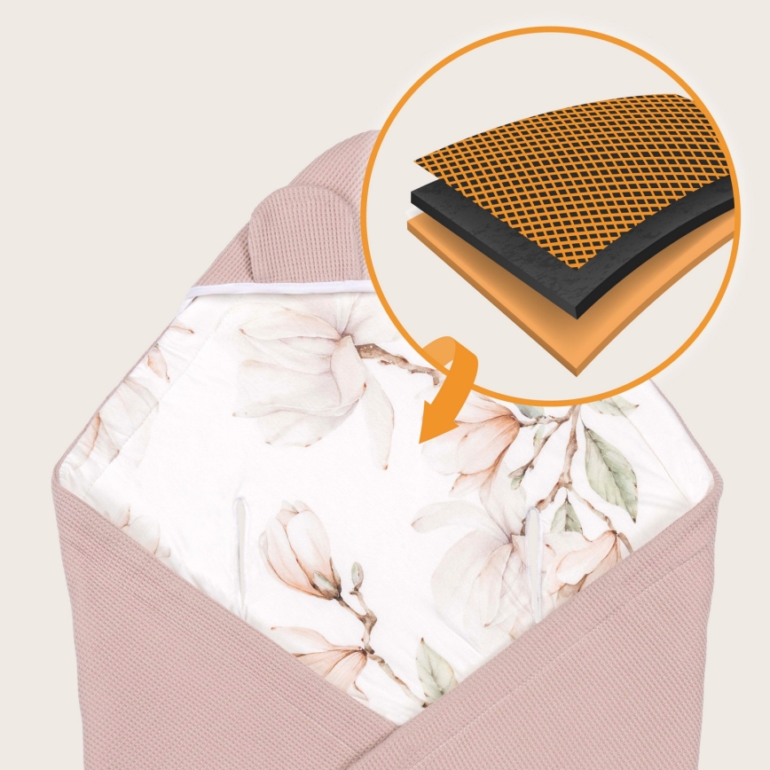 Lionelo - TRAVEL SWADDLE mähkimiskott laste turvatooli jaoks 90x90 cm beež Magnolia