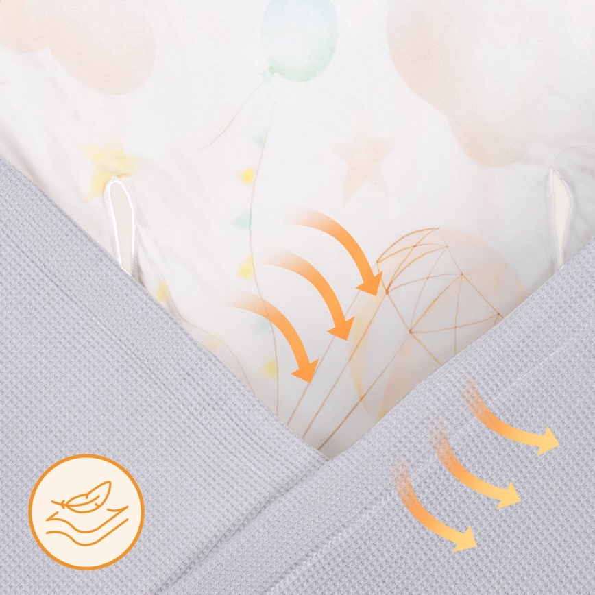 Lionelo - turvatooli mähkimistekk TRAVEL SWADDLE 90x90 cm hall õhupall