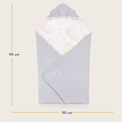 Lionelo - turvatooli mähkimistekk TRAVEL SWADDLE 90x90 cm hall õhupall