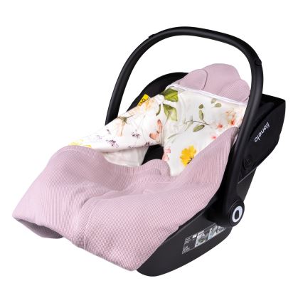 Lionelo - Turvatooli mähkimistekk TRAVEL SWADDLE 90x90 cm roosa lillemustriga