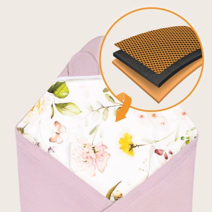 Lionelo - Turvatooli mähkimistekk TRAVEL SWADDLE 90x90 cm roosa lillemustriga