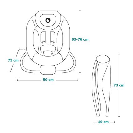 Lionelo - Vibreeriv lamamistool meloodiaga PASCAL 2xAA hall/türkiis