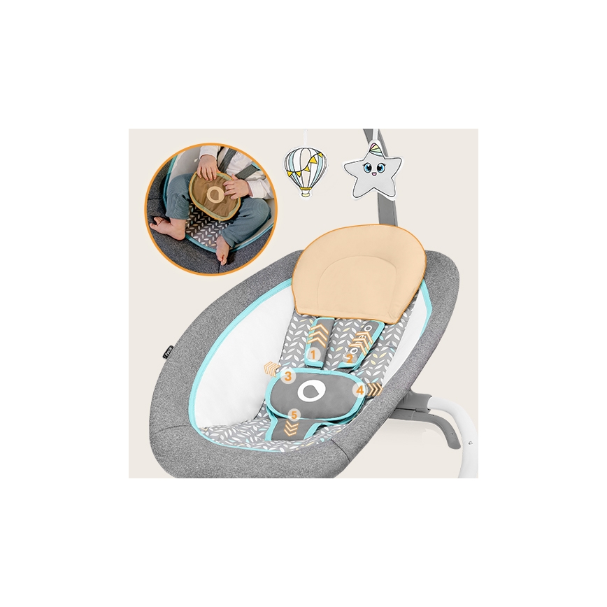 Lionelo - Vibreeriv lastekiik PASCAL meloodiaga 2xAA hall/türkiissinine