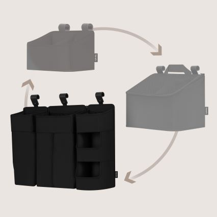 Lionelo - Voodikott 3-ühes SIDEPOCKET Must