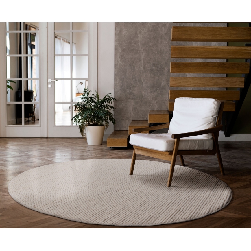 Looduslik ümmargune vaip FIR WOOL 160 cm 2600 g/m² kreemjas