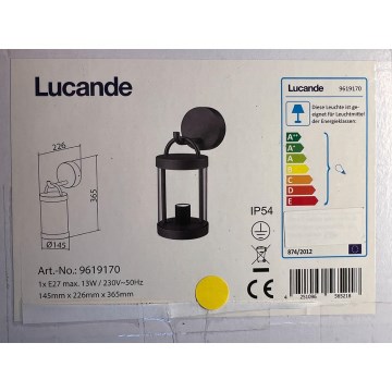 Lucande - Väli seinavalgusti CASSIAN 1xE27/60W/230V IP54