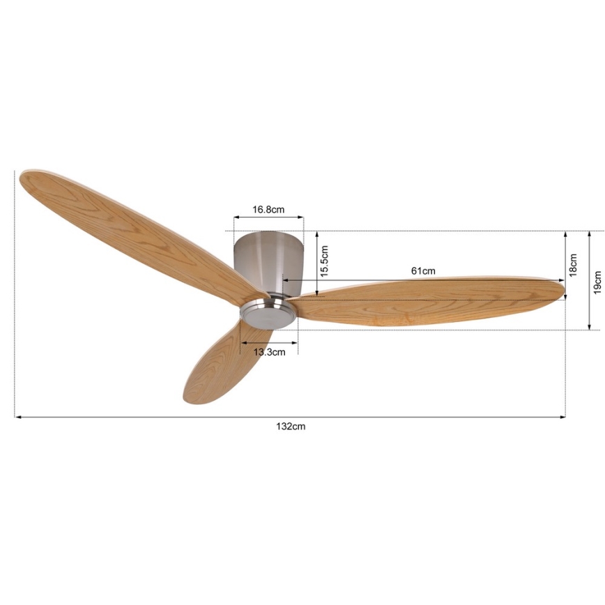 Lucci air 210519 - Laeventilaator AIRFUSION RADAR läikiv kroom/puit + kaugjuhtimispult