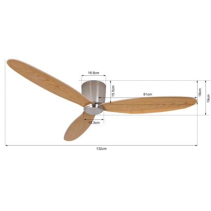 Lucci air 210519 - Laeventilaator AIRFUSION RADAR läikiv kroom/puit + kaugjuhtimispult
