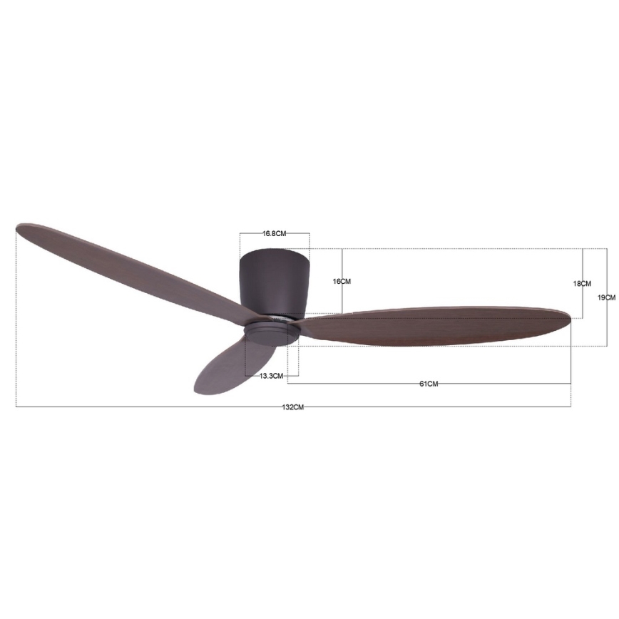 Lucci air 212883 - laeventilaator AIRFUSION RADAR puit/pruun Ø 132 cm + kaugjuhtimispult