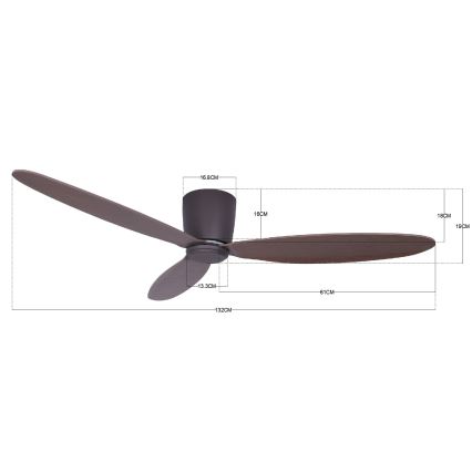 Lucci air 212883 - laeventilaator AIRFUSION RADAR puit/pruun Ø 132 cm + kaugjuhtimispult