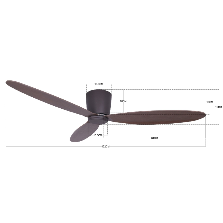 Lucci air 212883 - laeventilaator AIRFUSION RADAR puit/pruun Ø 132 cm + kaugjuhtimispult
