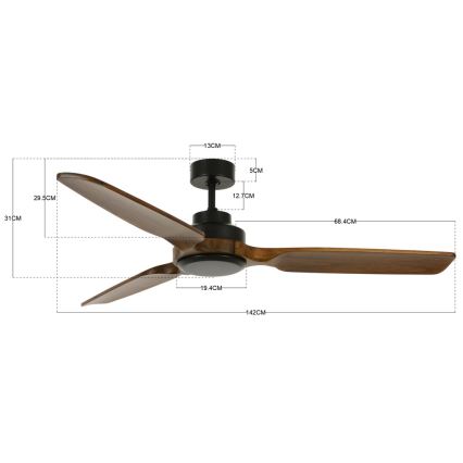 Lucci air 213051 - Laeventilaator SHOALHAVEN must/pruun