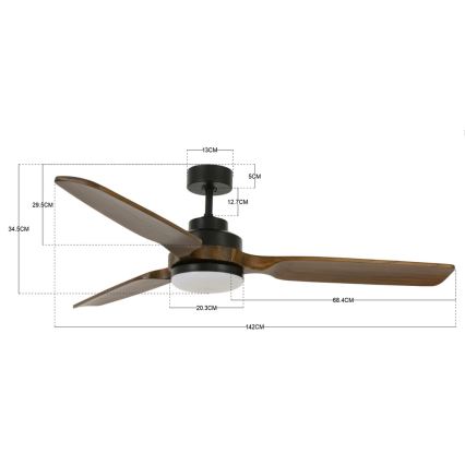 Lucci air 213054 - LED Laeventilaator SHOALHAVEN GX53/17W/230V must/printsessipuu + kaugjuhtimispult