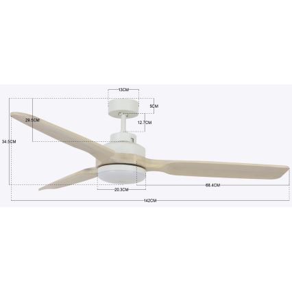 Lucci air 213055 - LED Laeventilaator SHOALHAVEN GX53/17W/230V printsessipuu/valge + kaugjuhtimispult