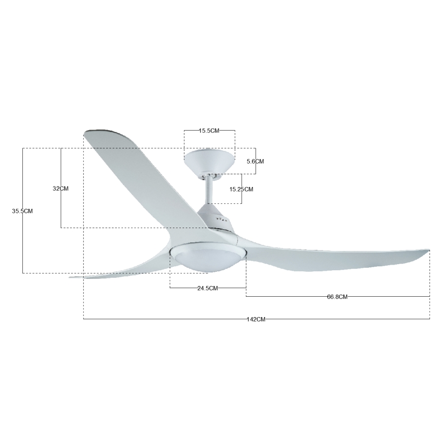 Lucci air 213096 - LED laeventilaator MARINER LED/15W/230V valge, läbimõõt 142 cm + kaugjuhtimispult