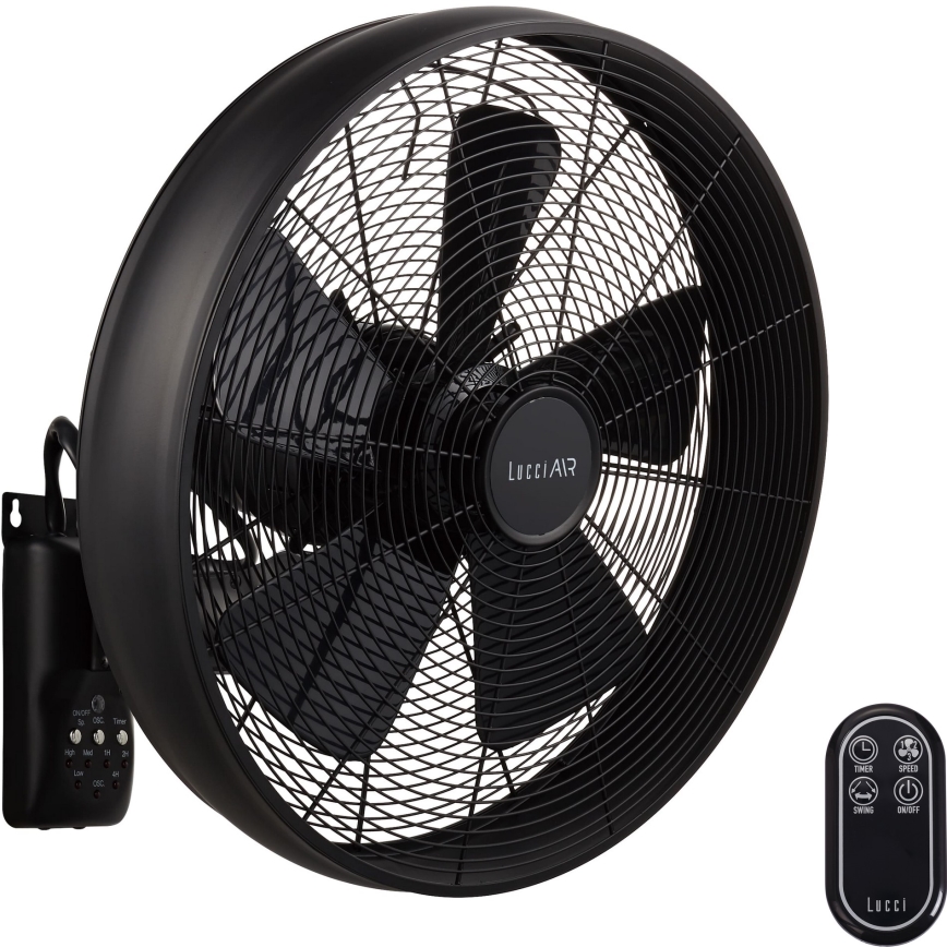 Lucci air 213124 - Seinaventilaator BREEZE 55W/230V must + pult