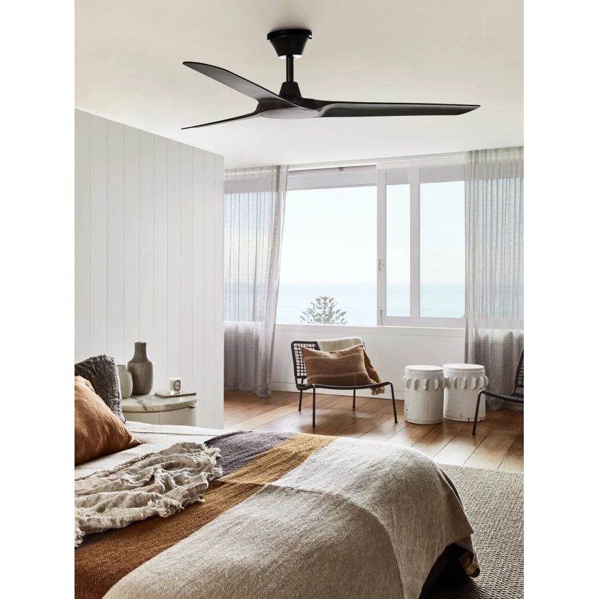 Lucci Air 21321649 - Laeventilaator ABYSS d. 142 cm IP66 must + kaugjuhtimispult