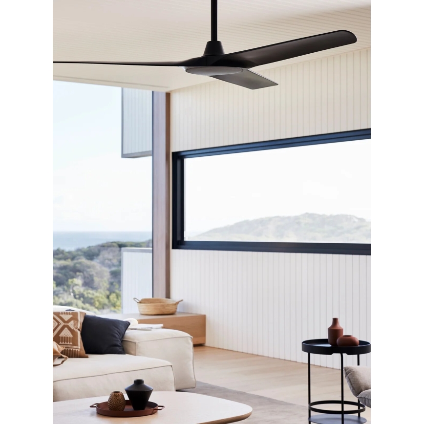 Lucci Air 21321649 - Laeventilaator ABYSS d. 142 cm IP66 must + kaugjuhtimispult