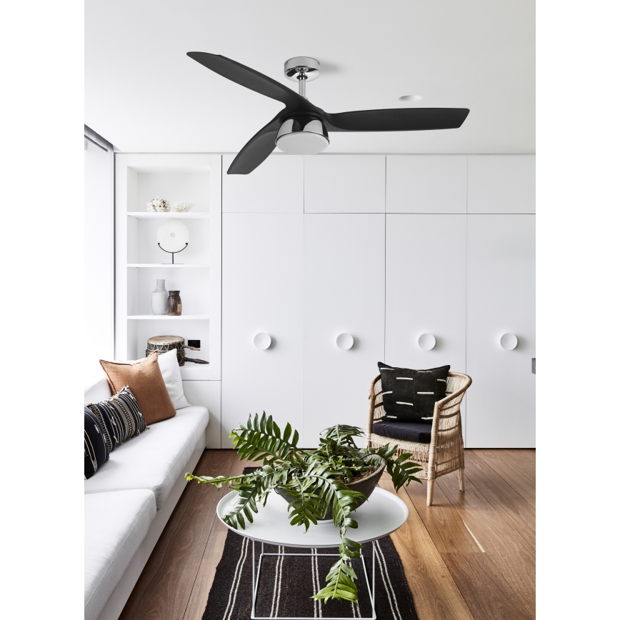 Lucci air 513072 - LED Hämardatav laeventilaator BRONX LED/18W/230V 3000/4000/6000K must/läikiv kroom + kaugjuhtimispult