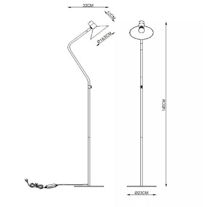 Lucide 05728/01/30 - Hämardatav põrandalamp PEPIJN 1xE14/40W/230V