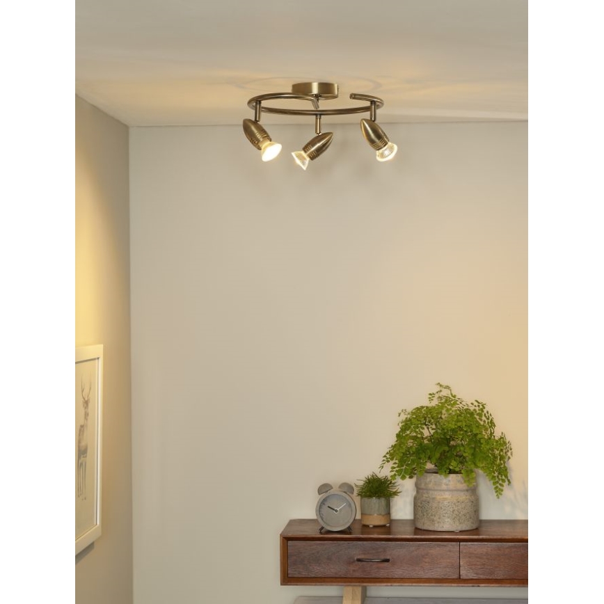 Lucide 13955/14/03 - LED-kohtvalgusti CARO-LED 3xGU10/5W/230V pronks 