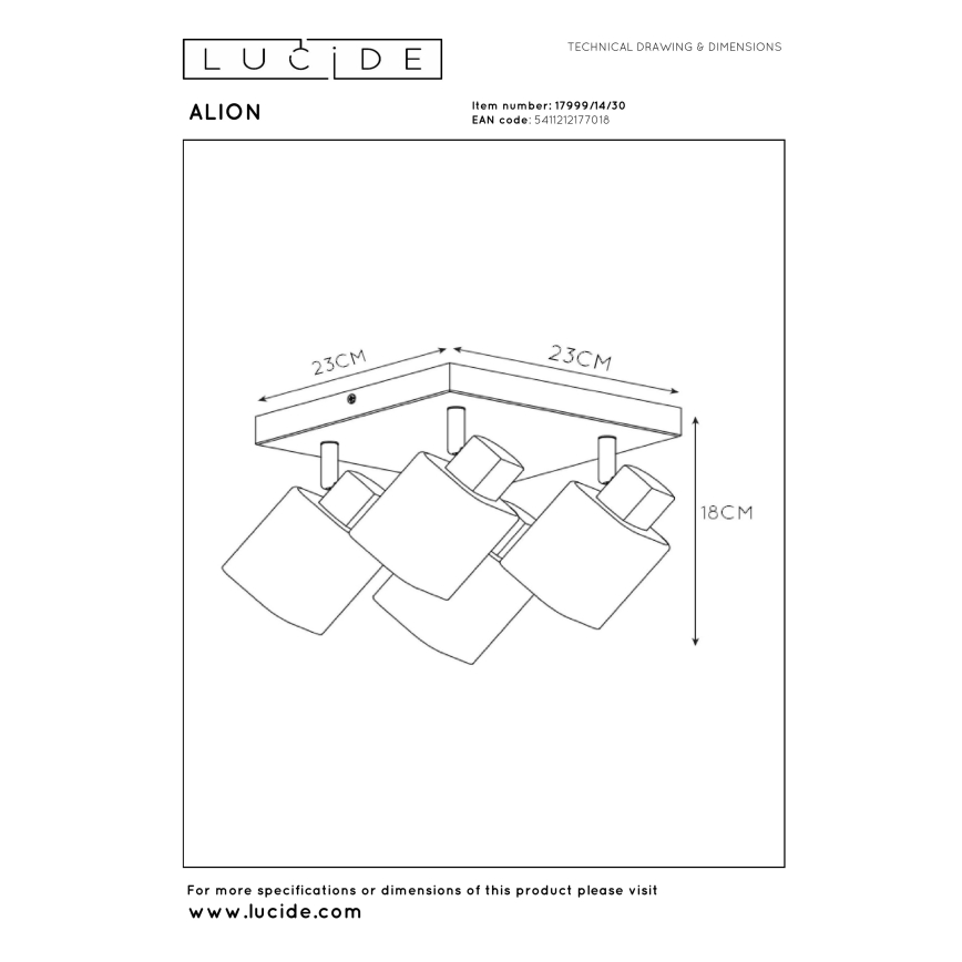 Lucide 17999/14/30 - Spottvalgusti ALION 4xE14/25W/230V