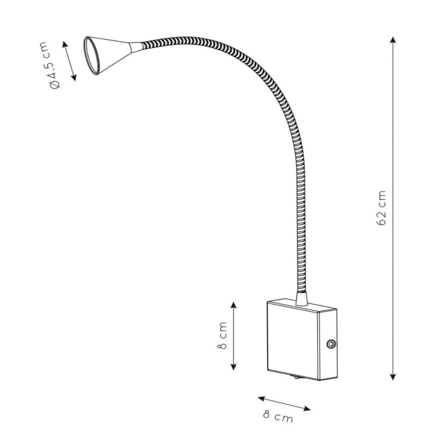 Lucide 18293/03/30 - LED Paindlik väike lamp BUDDY LED/3W/230V must