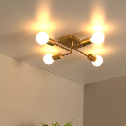 Lucide 21118/04/02 - Pinnapealne laelühter LESTER 4xE27/40W/230V kuldne