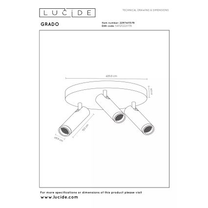 Lucide 22974/13/15 - GRADO suunavalgusti 3xGU10/40W/230V pruun/must