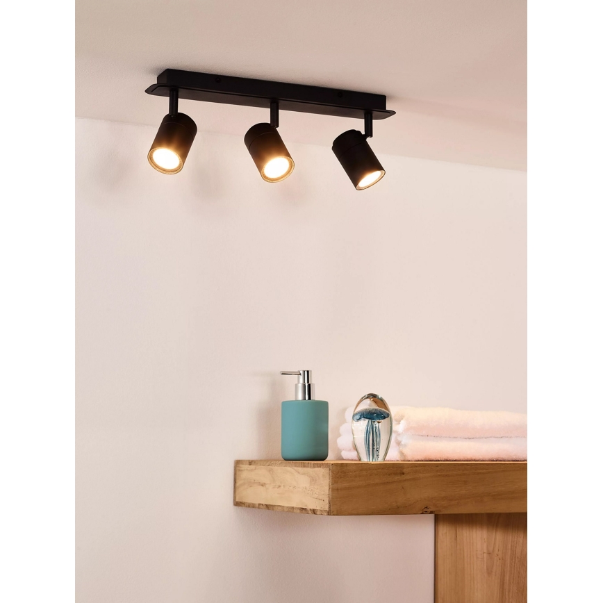 Lucide 26958/15/30 - LED Hämardatav vannituba Kohtvalgusti LENNERT 3xGU10/5W/230V IP44 must