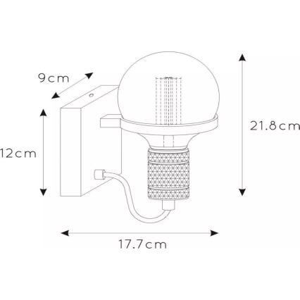 Lucide 30271/01/30 - Seinavalgusti OTTELIEN 1xE27/60W/230V must