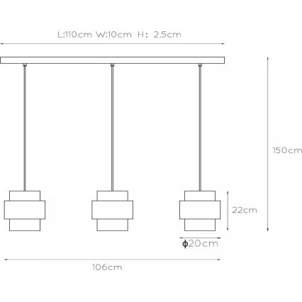 Lucide 45497/03/02 - Lühter FIRMIN 3xE27/40W/230V kuldne