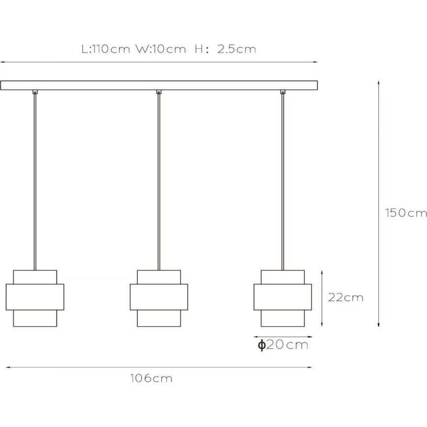Lucide 45497/03/02 - Lühter FIRMIN 3xE27/40W/230V kuldne