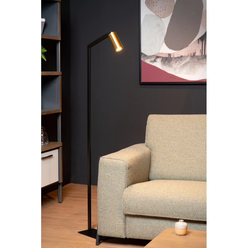 Lucide 45799/01/30 - Põrandalamp SYBIL 1xGU10/35W/230V must/kuldne