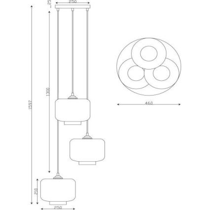 Lucide 46413/13/65 - Lühter MEDINE 3xE27/40W/230V suitsune