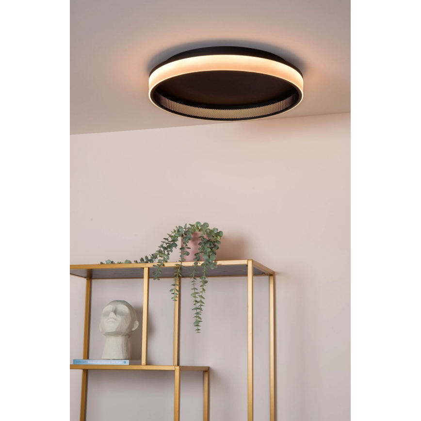 Lucide 71102/40/30 - LED Hämardatav laevalgusti ESTREJA LED/40W/230V 2500-3000K d. 40 cm must + kaugjuhtimispult