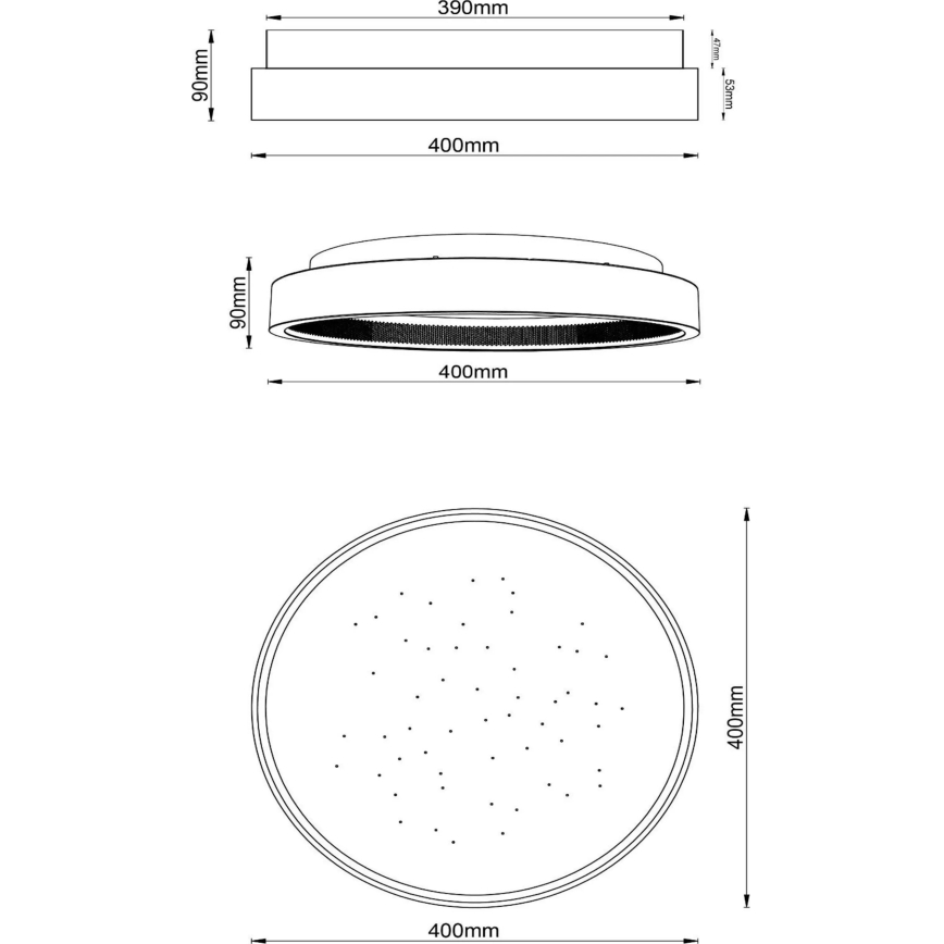 Lucide 71102/40/30 - LED Hämardatav laevalgusti ESTREJA LED/40W/230V 2500-3000K d. 40 cm must + kaugjuhtimispult