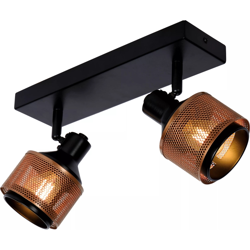 Lucide 77980/02/30 - Kohtvalgusti RAFA 2xE14/40W/230V must/pronks