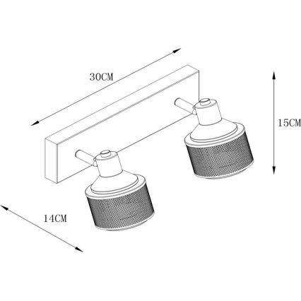 Lucide 77980/02/30 - Kohtvalgusti RAFA 2xE14/40W/230V must/pronks