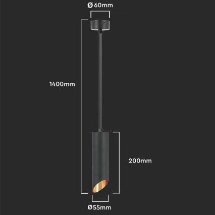 Lühter 1xGU10/35W/230V 20 cm must